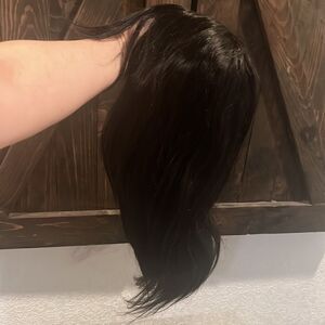 New AMELIA unprocessed human hair Black  Wig 18” with long bangs